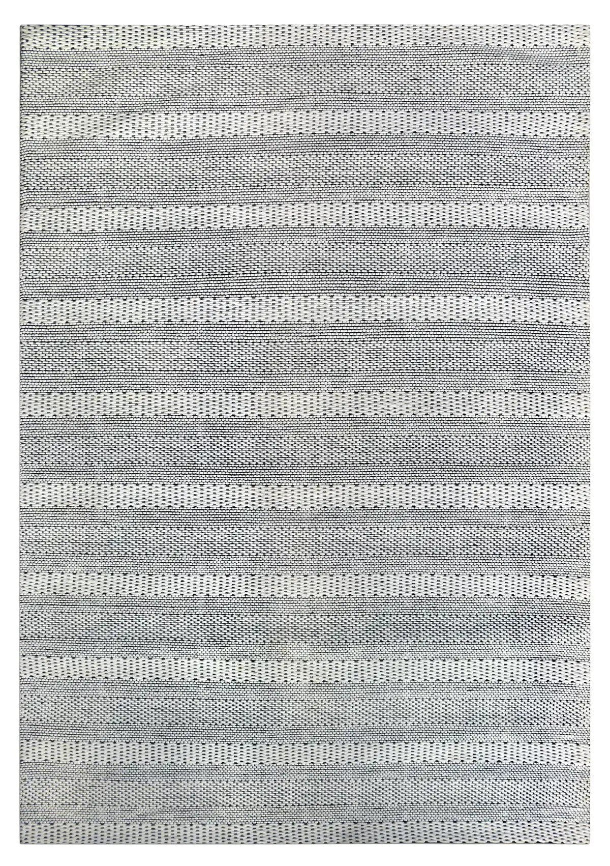 Albi Ivory is a White and Black, PET Yarn (recycled Plastic) Hand woven flatweave rug. Sizes 160 X 230, 200 X 290 and 240 x 340. Full.