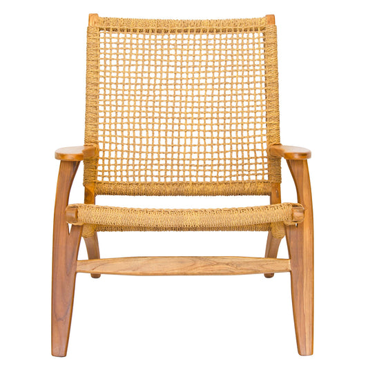 The Amaranth Occasional Chair, a elegant coastal contemporary design crafted from organic teak wood and synthetic rope. Colours Natural Teak with Natural Rope. Measures 690 Wide X 710 Depth with a 380 Seat Height and 800 Back Height. Plain.
