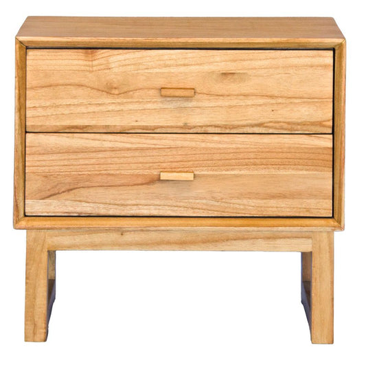 The Blackcomb 2 Drawer Natural bedside is a modern/contemporary designed nightstand. Crafted from sustainable-sourced white cedar, it features 2 drawers with wooden drawer runners. Colour natural. Measures 600 wide X 350 depth X 500 height. Front Plain.
