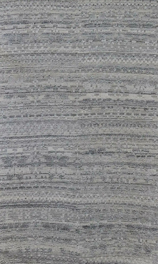 Brazil - Lilly is a Boho Tribal Hand-Knotted Wool and Bamboo Silk Rug with a pile height of 7-9mm. Colours White with Light Grey and Dark Grey accents. Sizes 160 X 230, 200 X 290, and 240 X 340. Full.