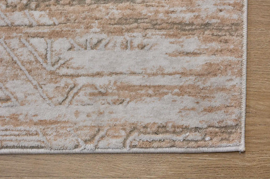 Eclipse Cream is a machine made rug. Its design boasts a geometric modern/contemporary feel. Crafted from Polyester with a low-profile 7-9mm pile height. Colours beige and light brown tones. Sizes 160 X 230, 200 X 300 and 240 X 340. Corner.