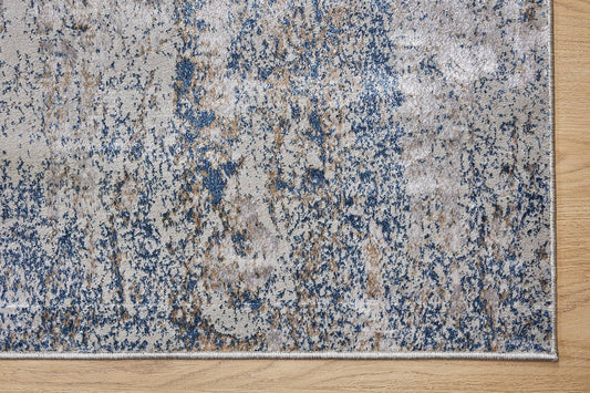 Geneva Blue is a machine made rug. Its design boasts a modern/contemporary feel. Crafted from Viscose and Polyester, with a low-profile 7-9mm pile height. Colours Light Grey with Blue accent tones. Sizes 160 X 230, 200 X 290 and 240 X 340. Corner.
