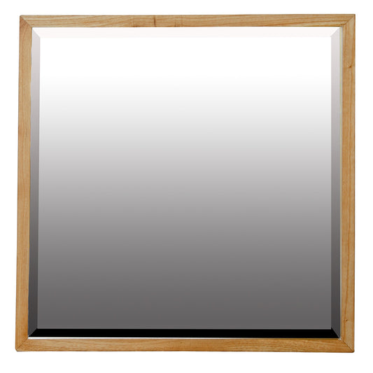 The Kauai Square Mirror has a sustainable white cedar frame and bevelled mirror. Colour natural. Measures 800 height X 800 wide. Front Plain.