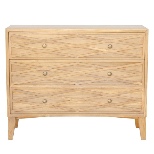 The Lassen 3 Drawer chest is crafted from solid teak. Its contemporary design gives off a timeless aesthetic. Featuring 3 drawers. Colour natural. Measures 1000 Width X 810 Height X 400 Depth. Front Plain.