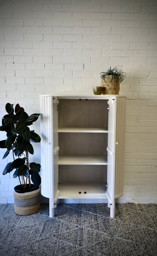 Leo White 2 Door Cabinet. Clearance Sale 50% Off.