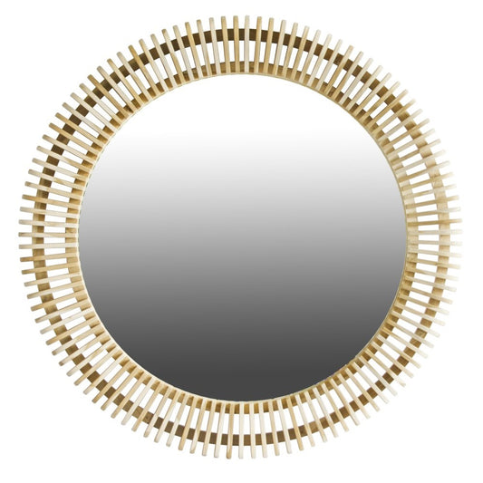 The Maldives 850 DIA Round mirror is handcrafted from sustainably sourced teak. Its contemporary round shape with slatted wood finish adds a unique, textured look. Colour natural. Measures 850 diameter. Front Plain.