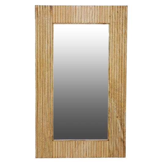 The Okinawa Small Mirror. Solid fruitwood frame with grooved ascetics. Colour natural. Measures 600 wide X 1000 height. Front Plain.