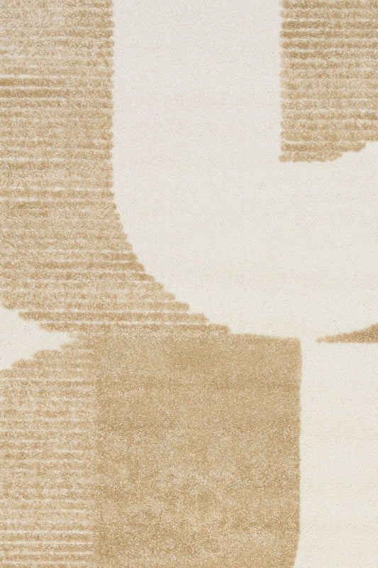 Osmond Waves Beige rug with soft geometric patterns in a neutral palette and a high-low textured finish. Colour Beige and Cream. Sizes 160 X 230, 200 X 290 and 240 X 340. Close.