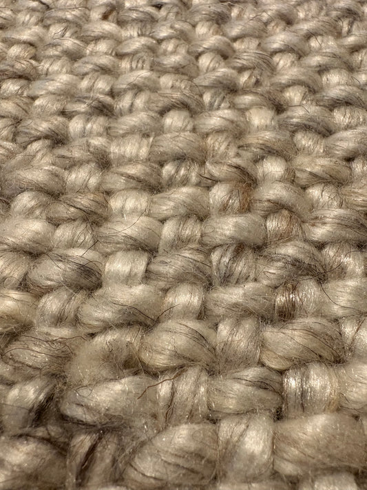 Pacific Camel is a handwoven wool and polyester rug with a low-textured cross weave. It boasts a soft pile height of 7-9mm. Colour White with brownie/black accents. Sizes 160 X 230, 200 X 290, 240 X 340 and 300 X 400. Super Close.