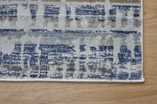 Raj Aqua is a machine made rug. Its design boasts a modern/contemporary feel. Crafted from Viscose and Polyester, with a low-profile 7-9mm pile height. Colours Blue,Grey and Light Grey tones. Sizes 160 X 230, 200 X 290, 240 X 340 and 300 X 400. Corner.