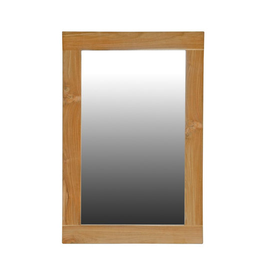 The Solomon Small Mirror. Simple sophistication. Solid teak frame. Colour natural. Measures 600 wide x 900 height. Front plain.