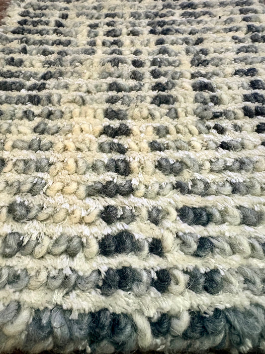 Toro Dark Grey is a hand-loomed, hand-knotted rug with a contemporary multi-fleck design. Wool and silky viscose are blended to create a soft feel with its 10-12mm pile height. Colour light grey with dark grey accents. Sizes 160 X 230, 200 X 290, 240 X 340 and 300 X 400. Close.
