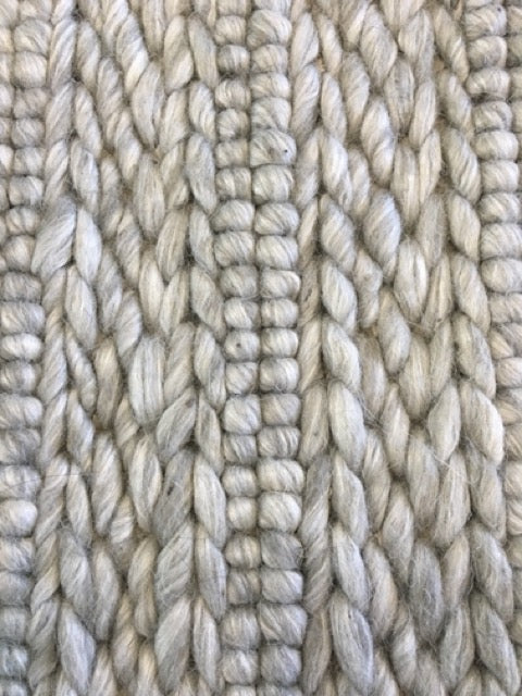 Vaucluse Silver Grey is a textured hand woven loop pile and braided loop wool and viscose rug. It features a contemporary design. Colours Silver with Grey accents. Sizes 155 X 225, 200 X 290, 240 X 340 and 300 X 400. Close.