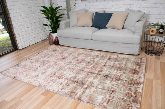 Zarita Manor is a machine made rug from soft and durable polyester. Featuring a tribal/Ikat design pattern. Colours Beige and Brown with Light blue and grey accents. Sizes 160 X 235, 200 X 285, 240 X 320 and 300 X 380. Life.