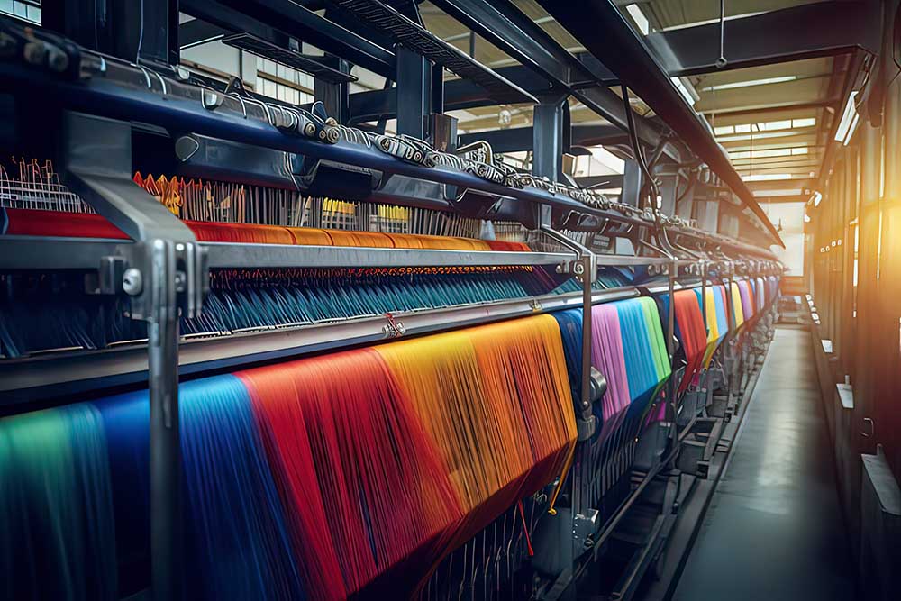 Modern machine making rug process.