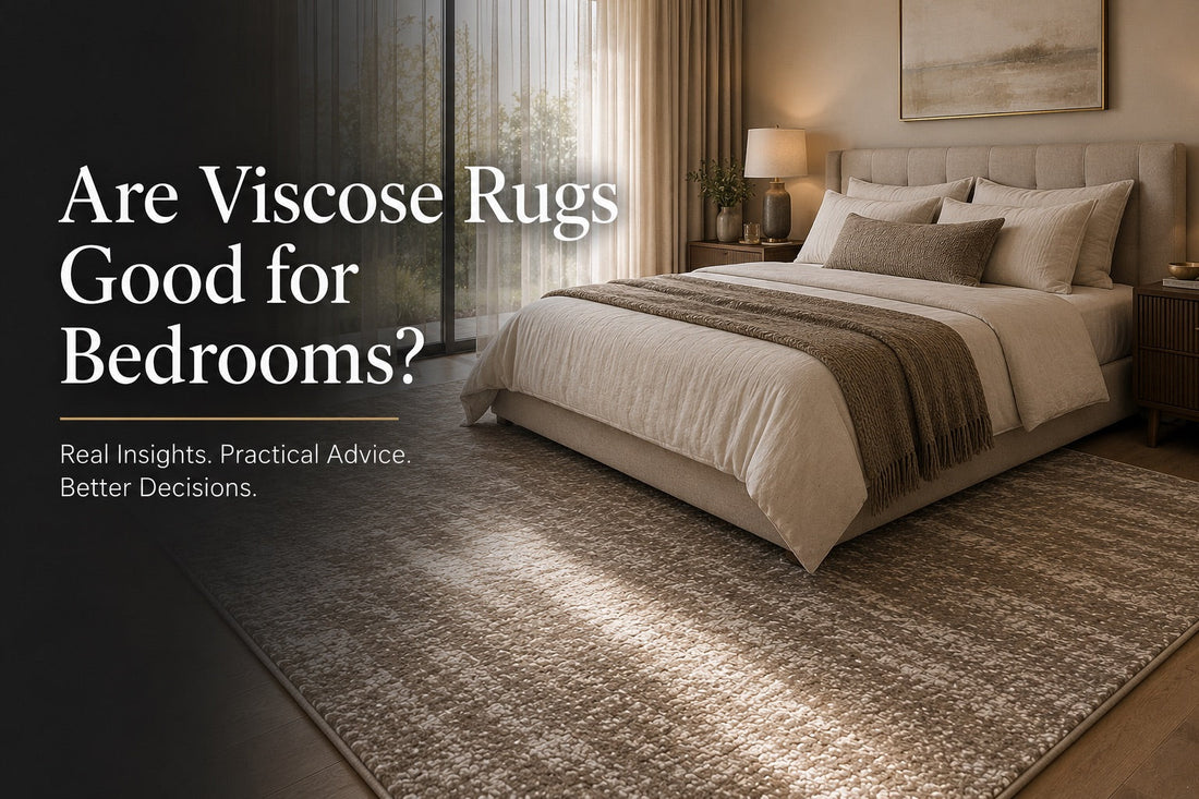 A Viscose Rug styled in a Moder Perth home bedroom setting.