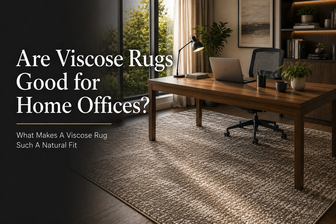 A Viscose Rug Styled in a modern Perth home office setting.