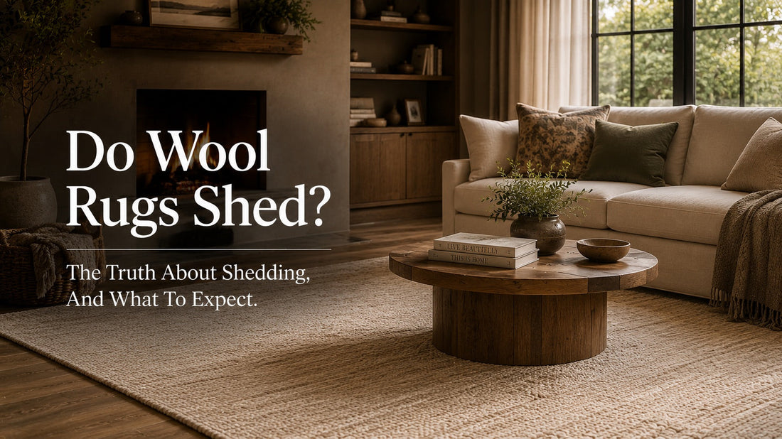 A wool rug styled in a modern Perth home living room setting.