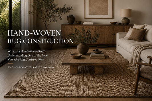 A Hand Woven Texture Wool rug styled in a modern Perth home living room.