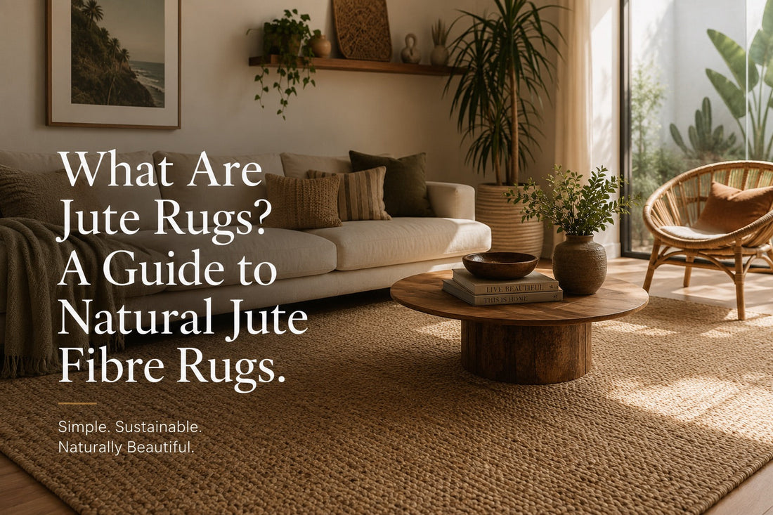 A Jute Hand Woven rug styled in a Perth home living room setting.