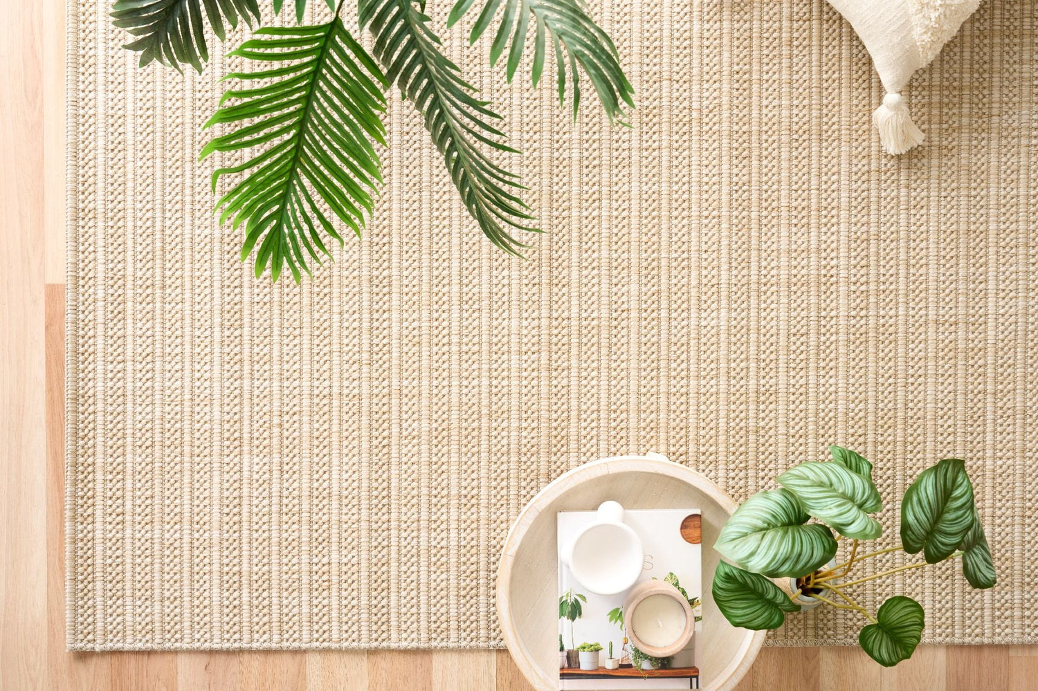Barton indoor/outdoor rug collection featuring UV-stabilised polypropylene rugs in soft neutral tones with subtle textured patterns, ideal for modern and coastal living spaces. 7 Styles in 3 sizes. Ochoco Outdoor Rugs Perth.