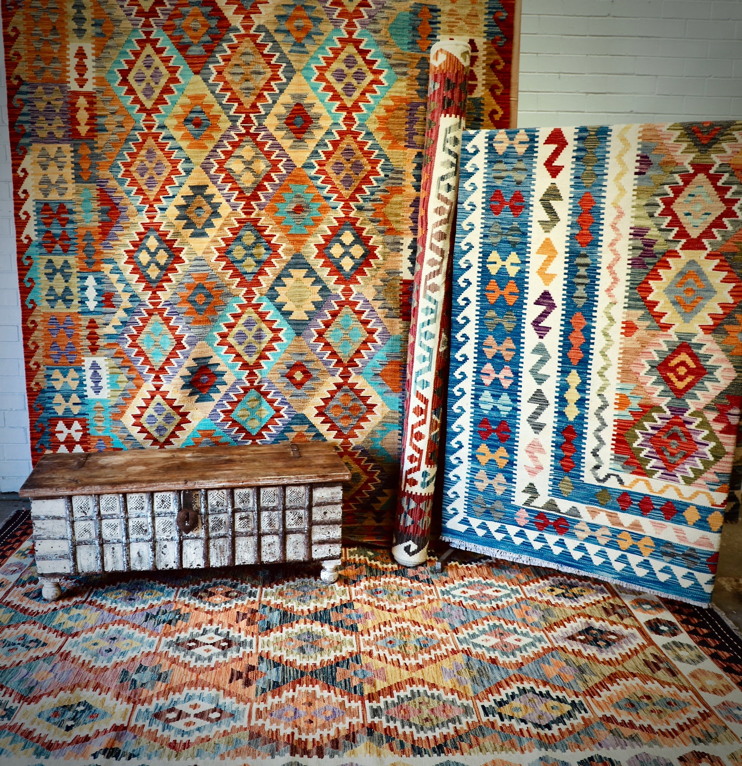Our Afghan Khyber Kilims 200 X 300 collection. Choose from 4 different designs in multiple colours. 