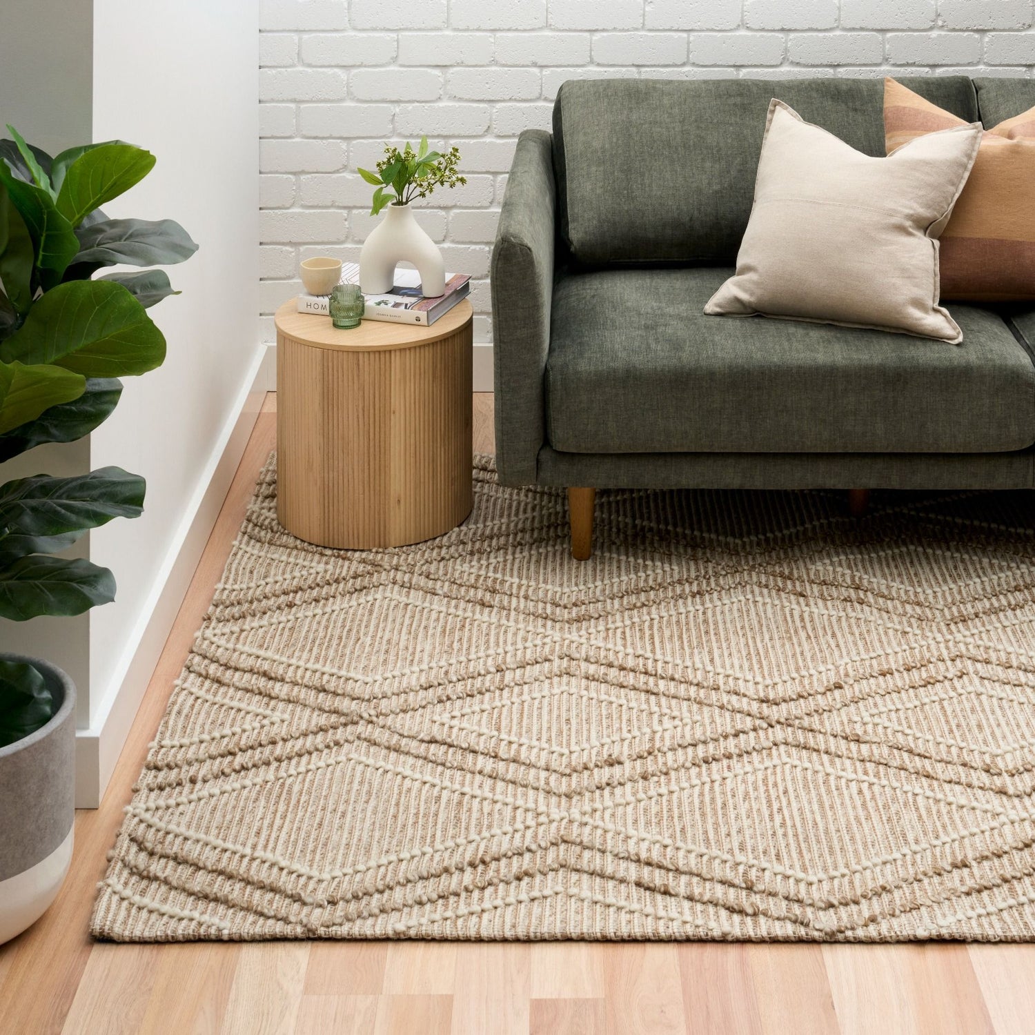 Anita Rug Collection - Textured elegance. Hand woven of luxurious wool, featuring a radiant diamond design. Explore 3 colours in multiple sizes.