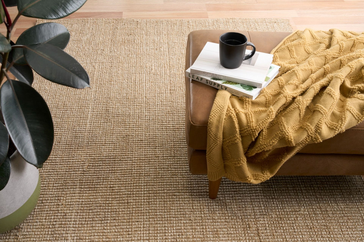 Waves is a stunning hand-woven jute rug that adds warmth, texture, and natural elegance to any space. Perfect for enhancing your decor with eco-friendly charm. 3 sizes. Colour Natural. Styled.