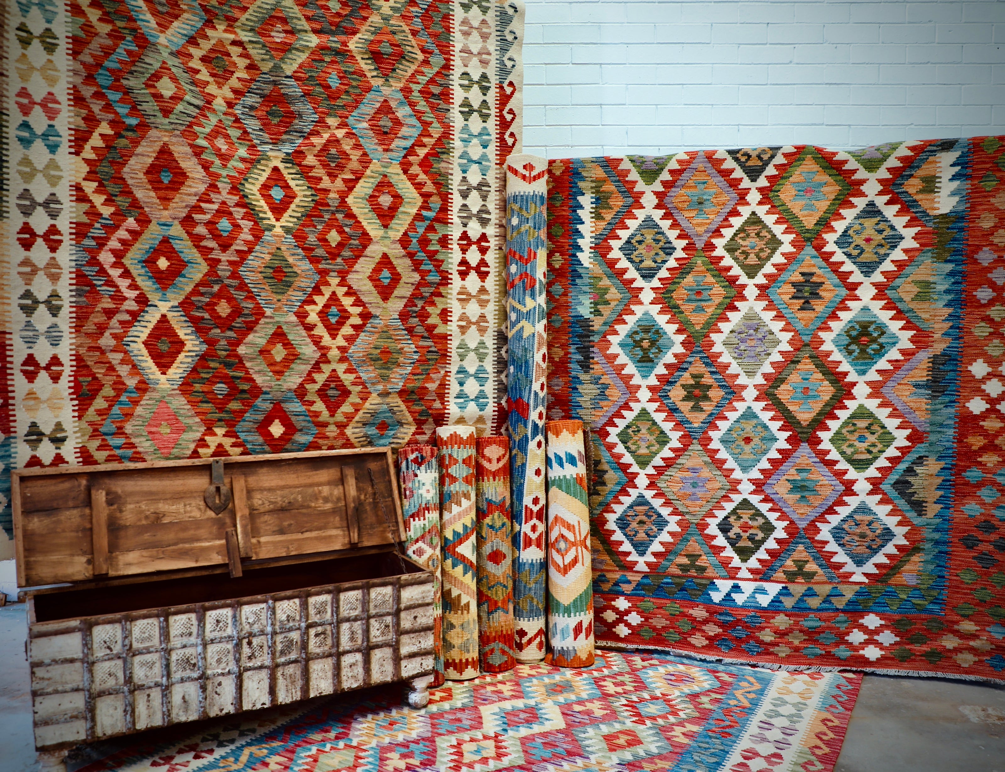 Afghan Vegetable Dye Kilim Collection. Sizes 170 X 240.