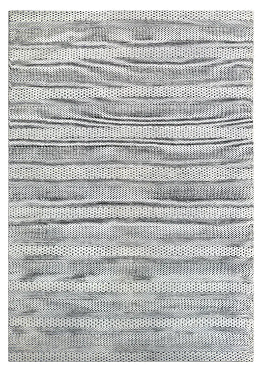 Albi Ivory is a White and Black, PET Yarn (recycled Plastic) Hand woven flatweave rug. Sizes 160 X 230, 200 X 290 and 240 x 340. Full.