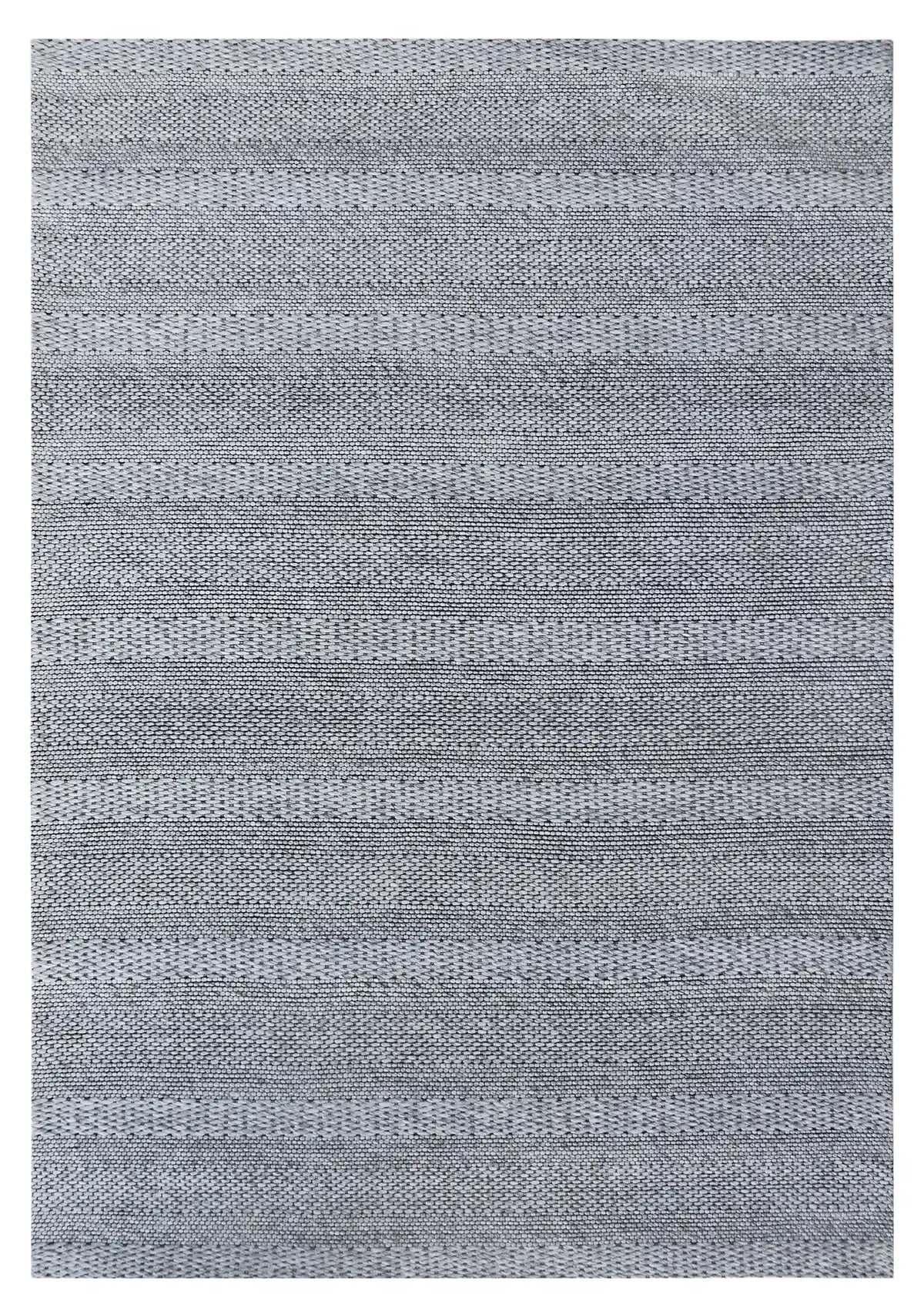 Albi Silver is a Silver and Black, PET Yarn (recycled Plastic) Hand woven flatweave rug. Sizes 160 X 230, 200 X 290 and 240 x 340. Full.