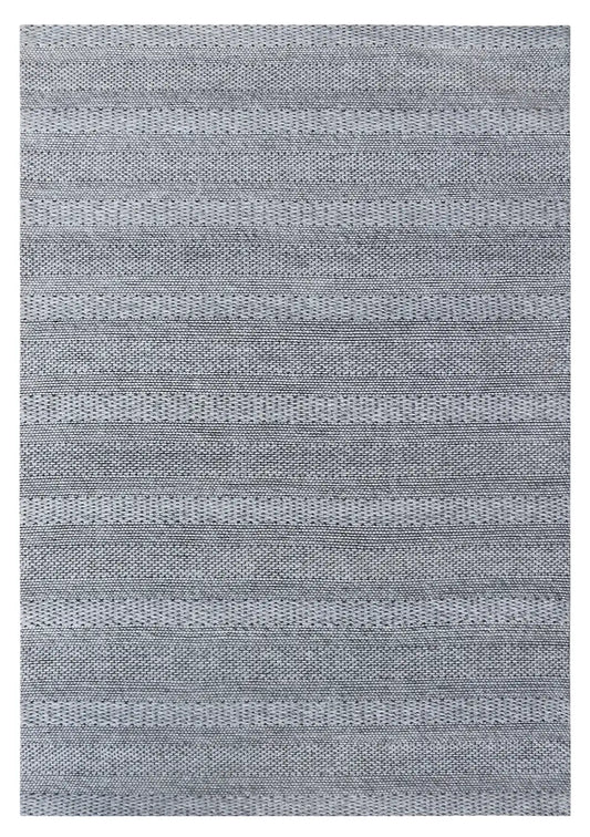 Albi Silver is a Silver and Black, PET Yarn (recycled Plastic) Hand woven flatweave rug. Sizes 160 X 230, 200 X 290 and 240 x 340. Full.