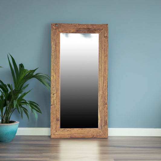 The Aleutian Large Mirror is crafted from sustainable rustic teak. Colour natural teak. Measures 800 wide X 1800 Height. Life.