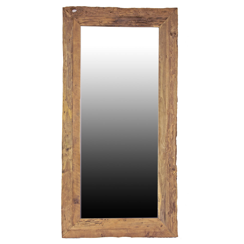 The Aleutian Large Mirror is crafted from sustainable rustic teak. Colour natural teak. Measures 800 wide X 1800 Height. Plain.