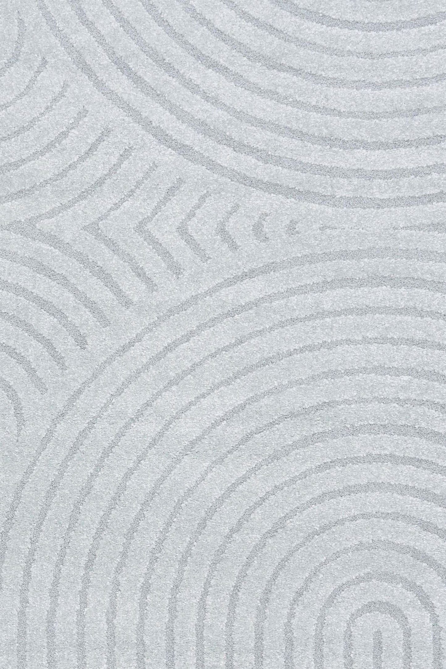 Arches - Light Blue, a modern rug design crafted with a unique blend of Heat Set Polypropylene and Polyester shrink yarn.  Top Close.