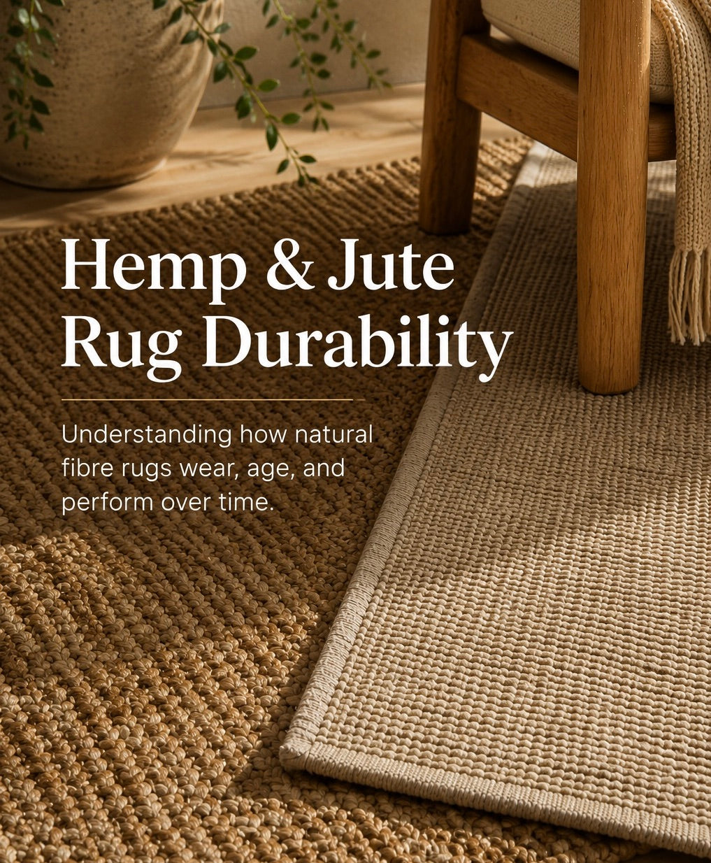 In image show a Hemp rug and a Jute rug based on durability.