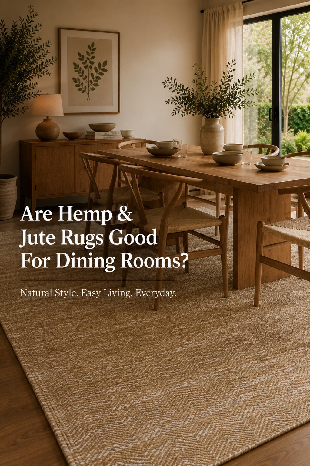 A hand woven Jute flatweave rug styled in a modern Perth home dining room setting.