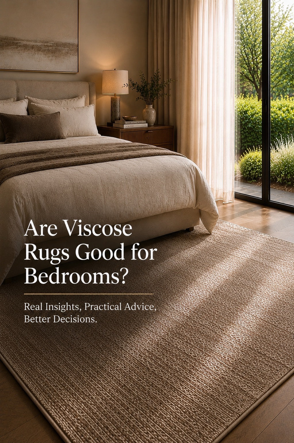 A hand woven viscose rug styled in a modern Perth home bedroom setting.