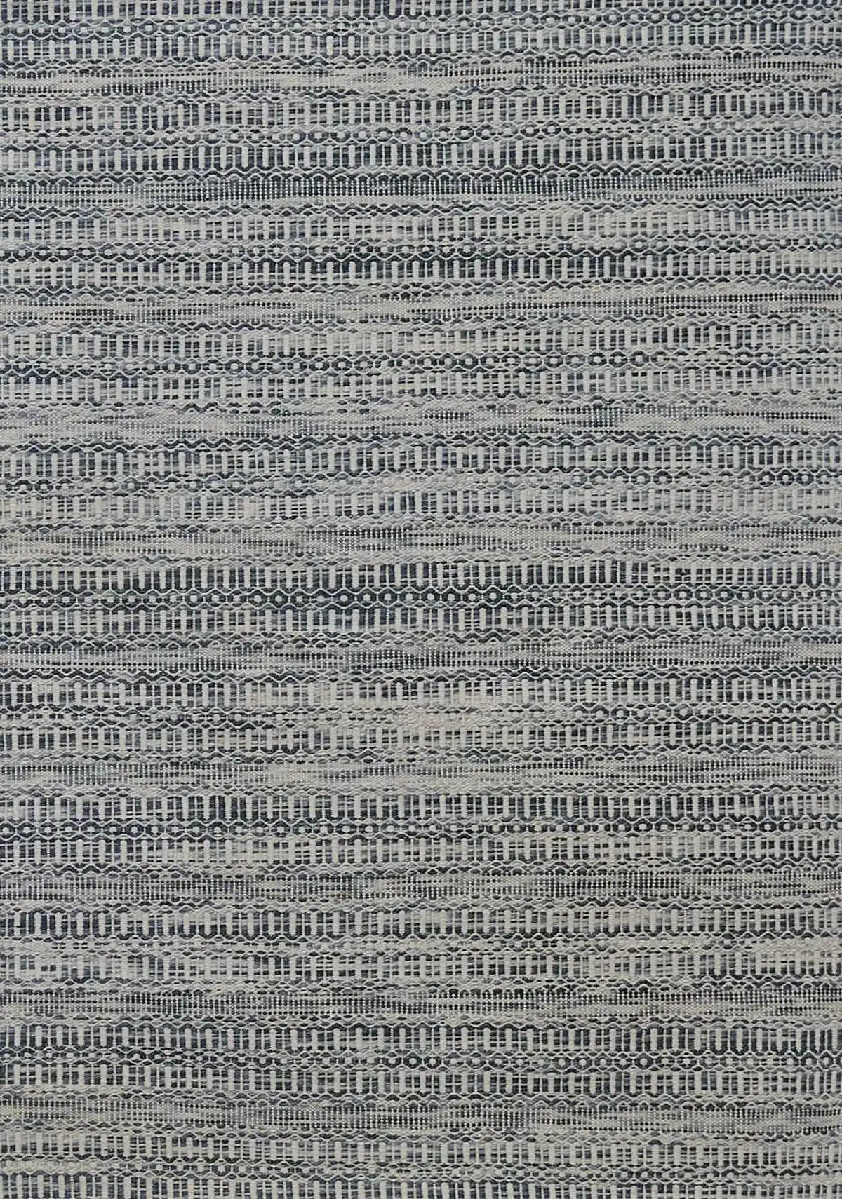 Arizona Alloy is a Hand Woven Wool Flatweave. With a Geometric Tribal Design. Colour White with Blue accents. Sizes, 160 X 230, 200 X 290 and 240 X 340. Full.