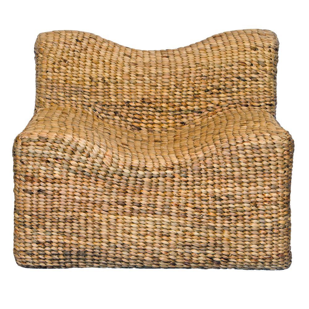 The Aster Occasional Chair is an indoor/outdoor lounge chair crafted from banana leaf.  Colour Natural Brown. Measures800 Wide x 820 Depth x 650 Height. Front Plain.