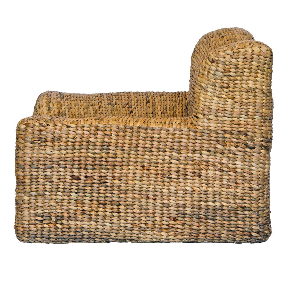 The Aster Occasional Chair is an indoor/outdoor lounge chair crafted from banana leaf.  Colour Natural Brown. Measures 800 Wide x 820 Depth x 650 Height. Side Plain.
