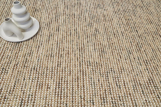 Avila - Beige is a handwoven loop piled carpet. It features a blend of fine wool and viscose, with a pile height of 16-18mm. Colours Beige with Brown accents. Sizes 160 X 230, 200 X 290 and 240 X 340. Life