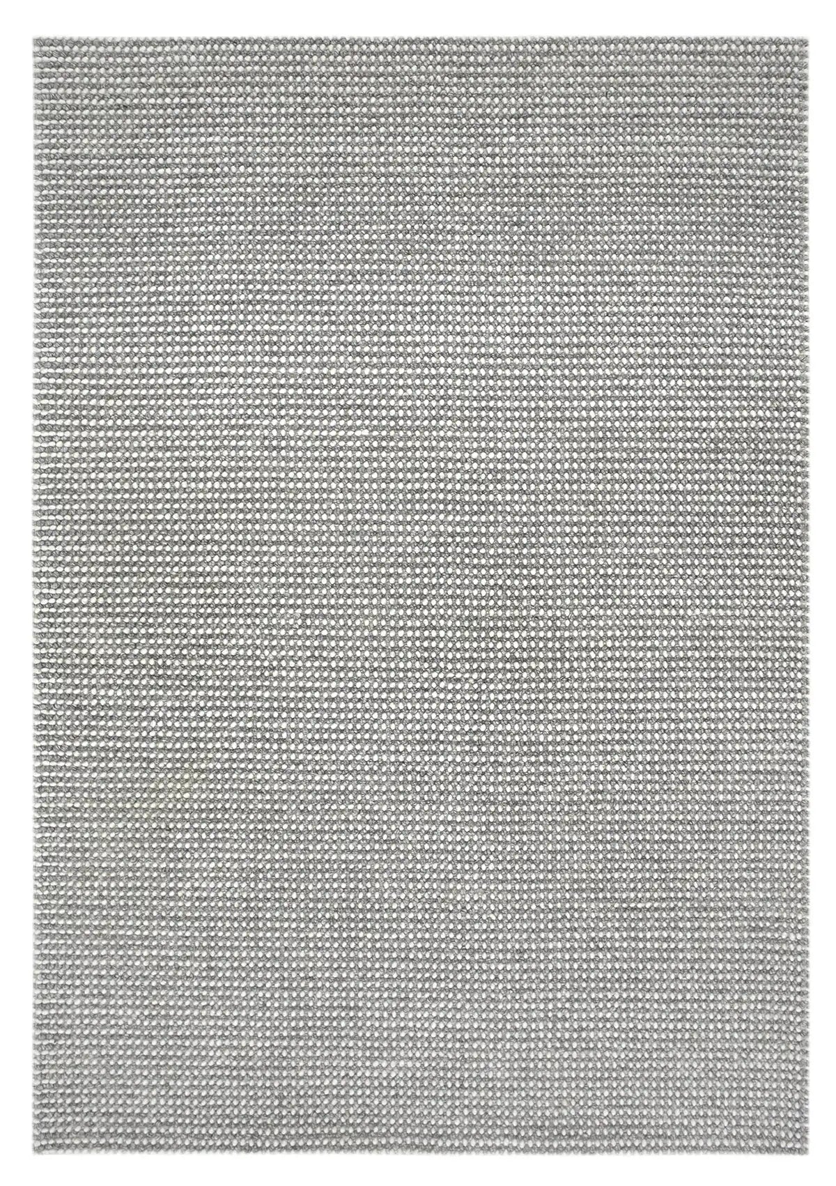 Avila - Grey is a handwoven loop piled carpet. It features a blend of fine wool and viscose, with a pile height of 16-18mm. Colours Light Grey with Dark Grey accents. Sizes 160 X 230, 200 X 290 and 240 X 340. Full.