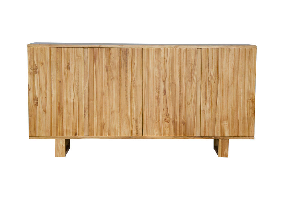 The Bandon - 4 Door Buffet. Crafted from solid, sustainable teak, this 4 door buffet adds both functionality and style to your living space. Measures 1800 Length X 400 Depth X 900 Height. Front.