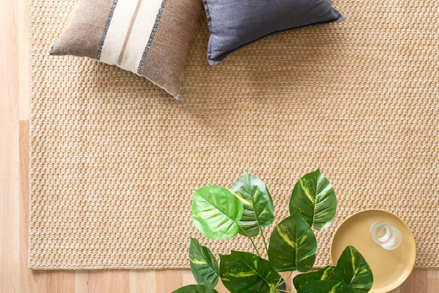 Barton Beige 41503 indoor/outdoor rug featuring soft beige tones and a subtle textured pattern, power-loomed from UV-stabilised polypropylene for lasting durability. Colour beige. 3 sizes. Life.