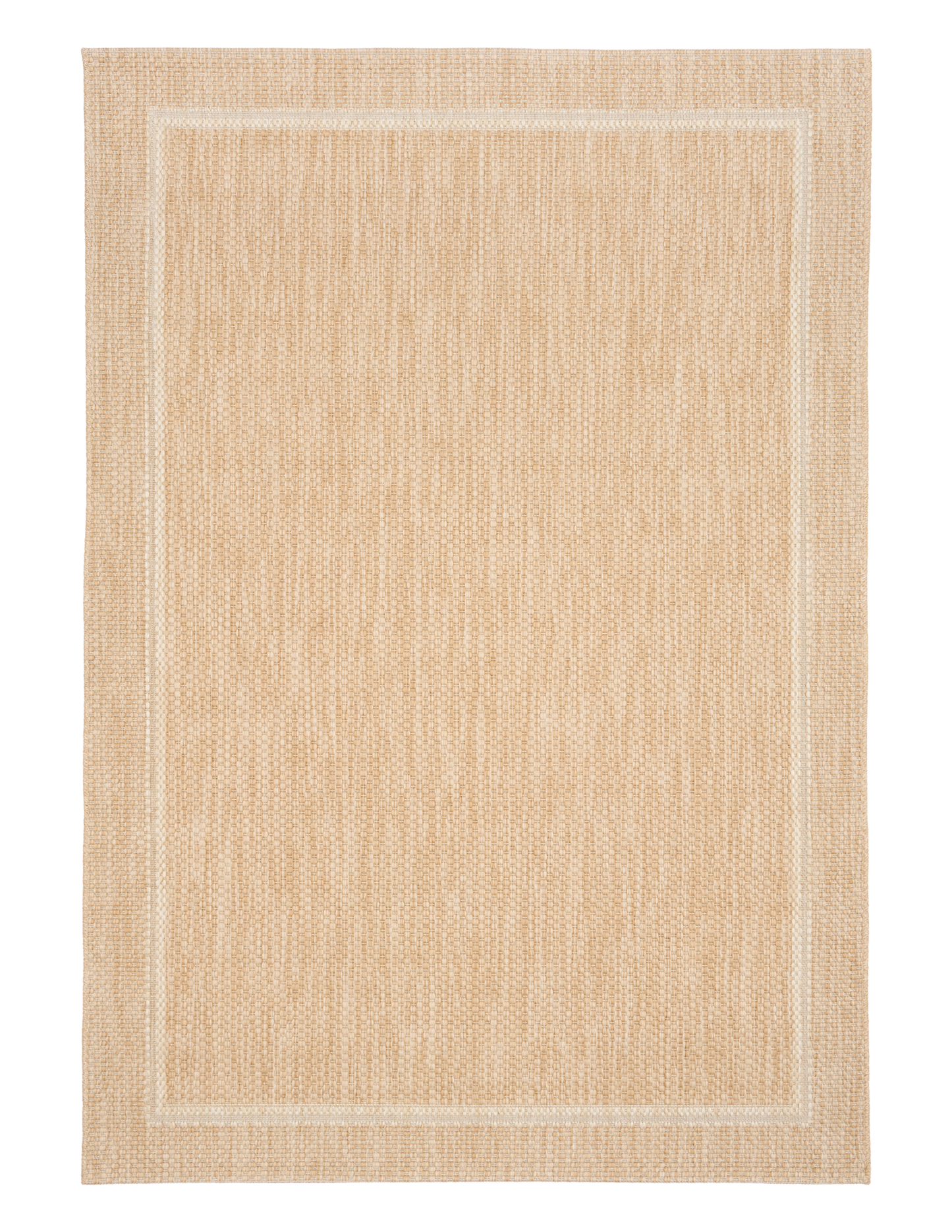 Barton Beige 41505 indoor/outdoor rug featuring soft beige tones and a subtle textured pattern, power-loomed from UV-stabilised polypropylene for lasting durability. Colour Beige. 3 sizes. Top.