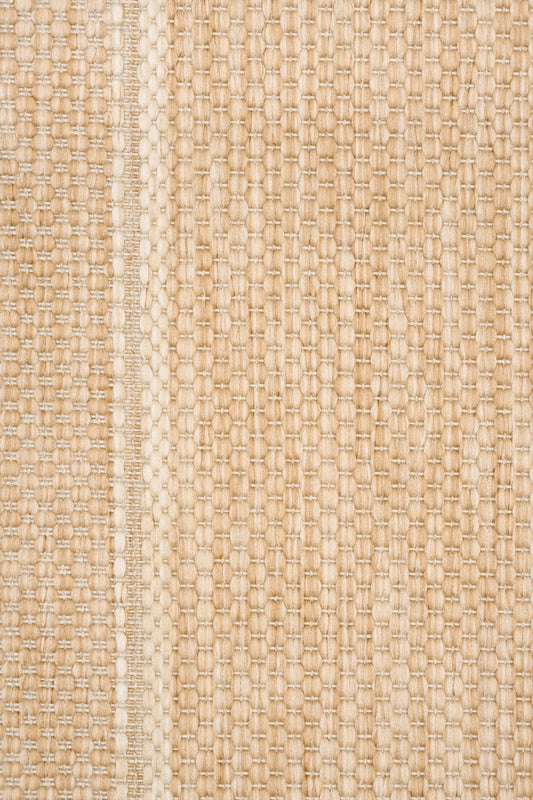 Barton Border Beige indoor/outdoor rug featuring soft beige tones and a subtle textured pattern, power-loomed from UV-stabilised polypropylene for lasting durability. Colour Beige. 3 sizes. Close.