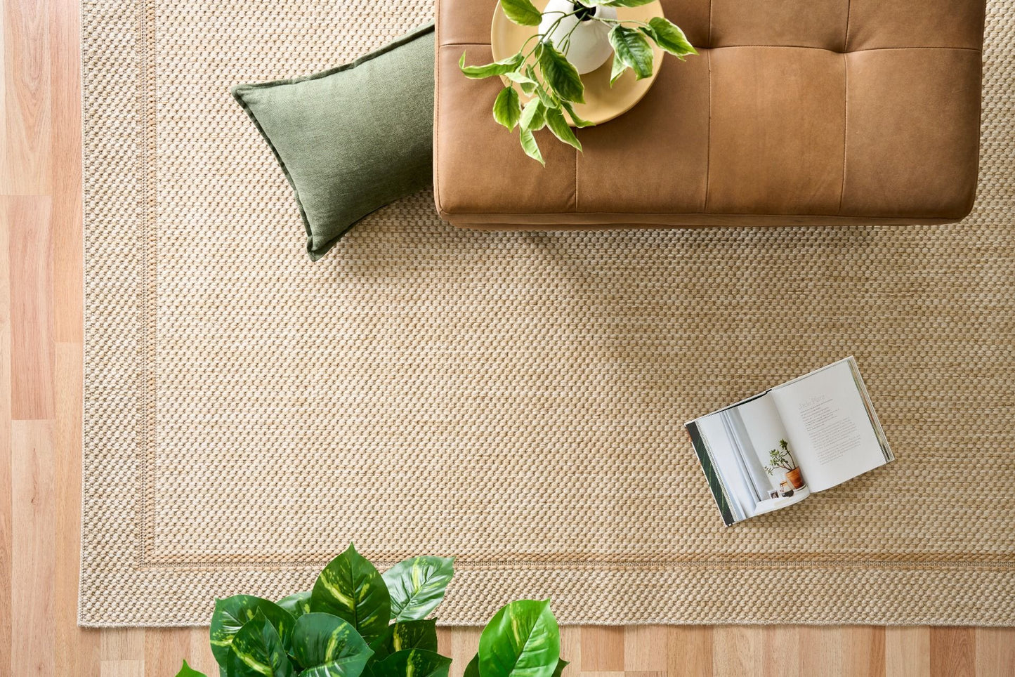 Barton Cream 41505 indoor/outdoor rug featuring soft cream tones and a subtle textured pattern, power-loomed from UV-stabilised polypropylene for lasting durability. Colour Cream. 3 sizes. Life.