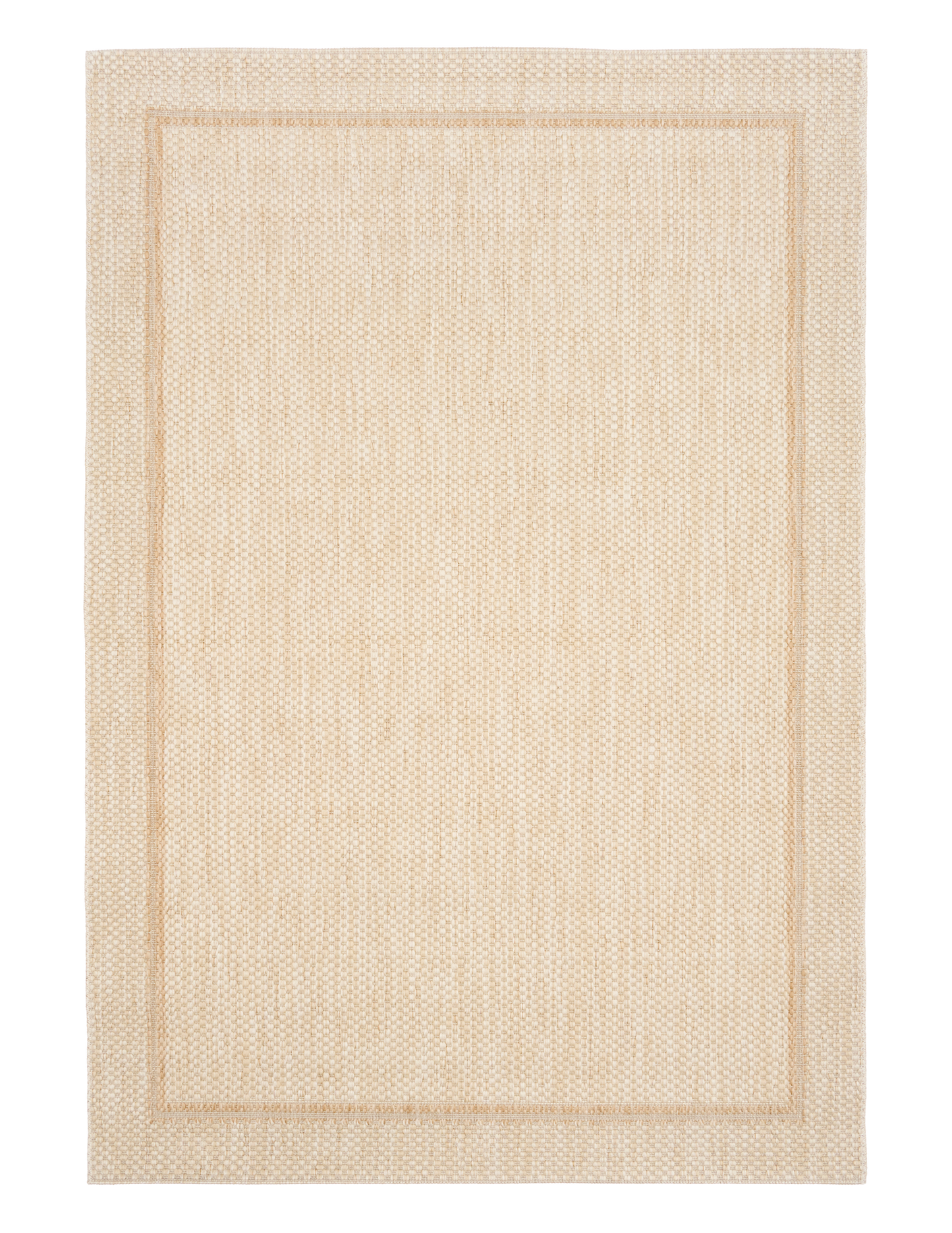 Barton Cream 41505 indoor/outdoor rug featuring soft cream tones and a subtle textured pattern, power-loomed from UV-stabilised polypropylene for lasting durability. Colour Cream. 3 sizes. Top.