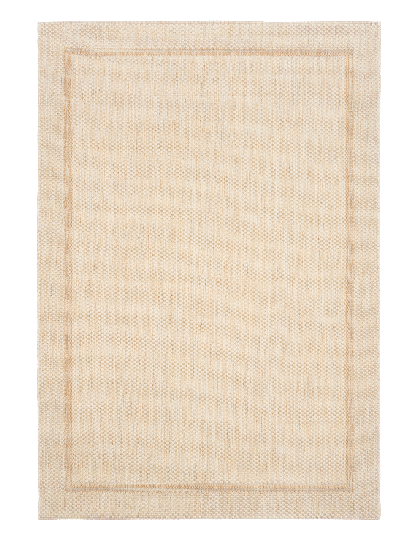 Barton Cream 41505 indoor/outdoor rug featuring soft cream tones and a subtle textured pattern, power-loomed from UV-stabilised polypropylene for lasting durability. Colour Cream. 3 sizes. Top.
